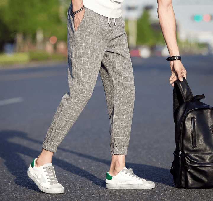 Casual Ankle-Length Plaid Pants Men Trousers Hip Hop Jogger Pants Men Sweatpants Streetwear Men Pants Trousers - Super Amazing Store