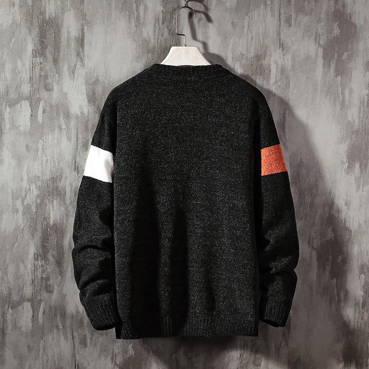 Loose-colored pullover handsome sweater - Super Amazing Store