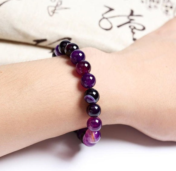 Bracelet En Pierre Naturelle Violet Pour Femme Q2