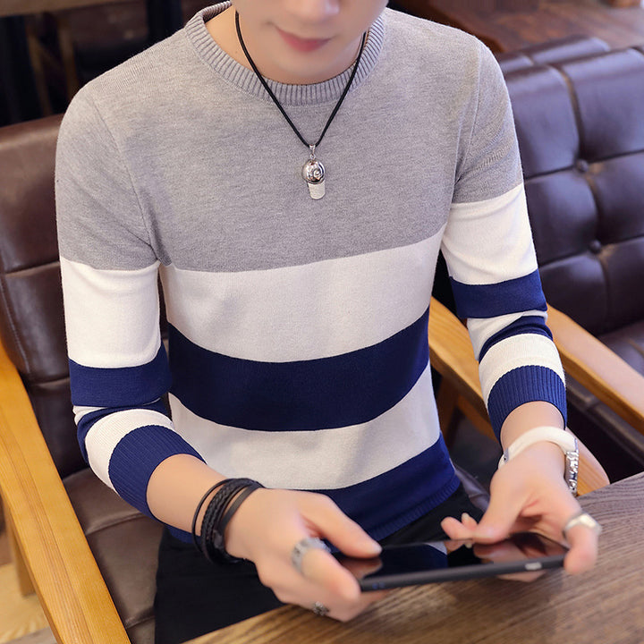 Men's Sweater Knit Sweater Pullover Slim Round Neck Sweater - Super Amazing Store