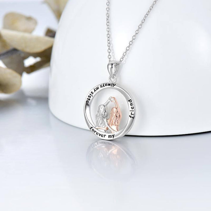 Sister Necklace 925 Sterling Silver Always My Sister Forever My Friend Friendship Pendant Necklace - Super Amazing Store