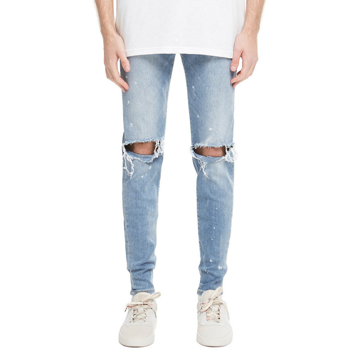 Fashion Trendy Brand Male Jeans Personality Ripped Male Jeans Q2