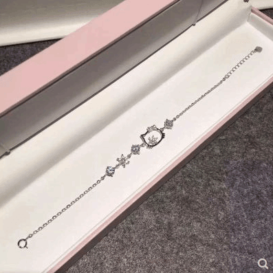 925 Sterling Silver Hello Kitty Crystal Bracelet Women Kt Bracelet Cat Simple Fashion Jewelry Student Birthday Korean Gift - Super Amazing Store