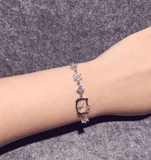 925 Sterling Silver Hello Kitty Crystal Bracelet Women Kt Bracelet Cat Simple Fashion Jewelry Student Birthday Korean Gift - Super Amazing Store