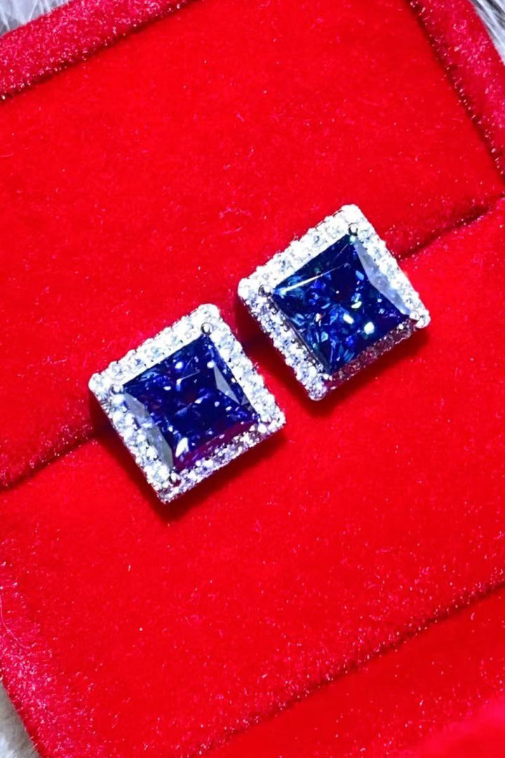 925 Sterling Silver 4 Carat Moissanite Square Earrings Trendsi