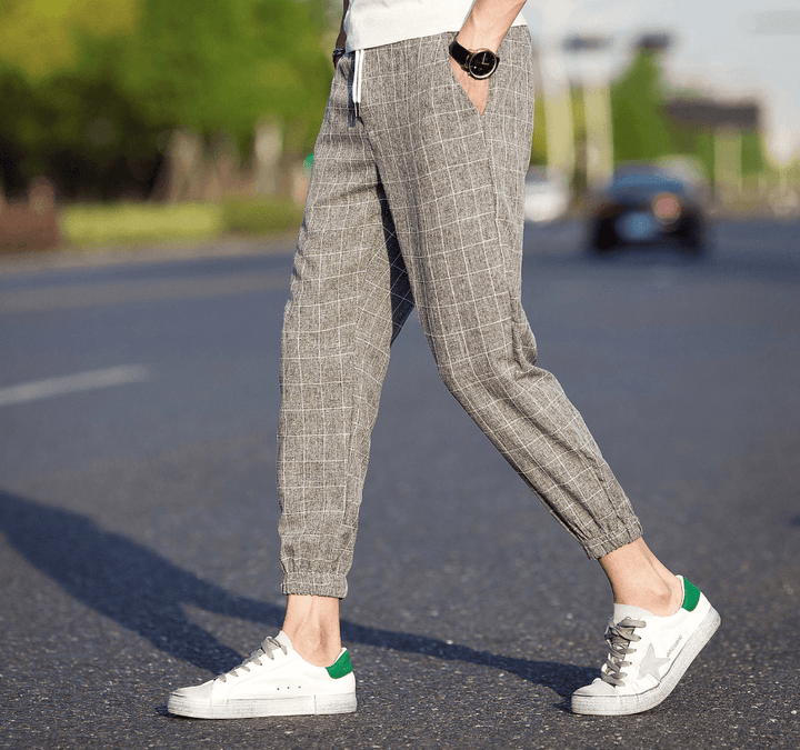 Casual Ankle-Length Plaid Pants Men Trousers Hip Hop Jogger Pants Men Sweatpants Streetwear Men Pants Trousers - Super Amazing Store