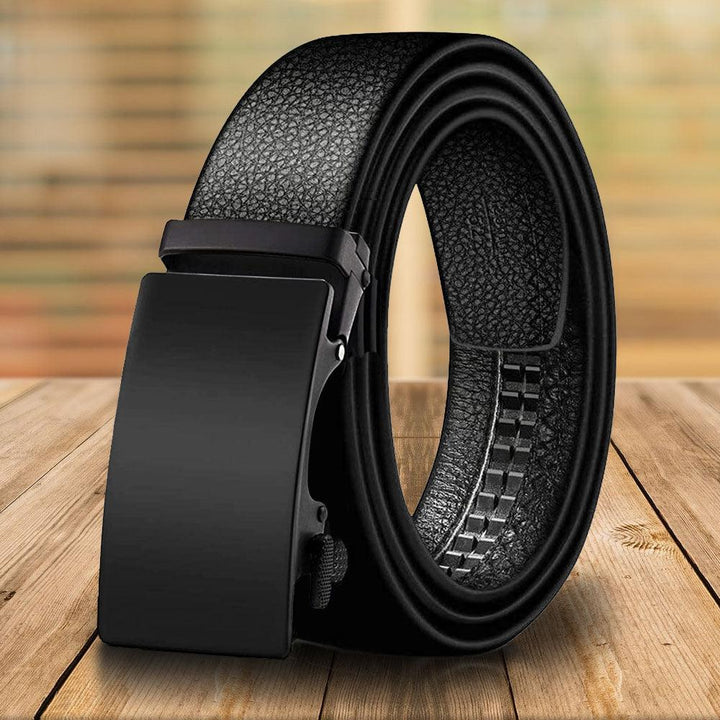 Microfiber Leather Mens Ratchet Belt Belts For Men Adjustable Automatic Buckle Black - Super Amazing Store