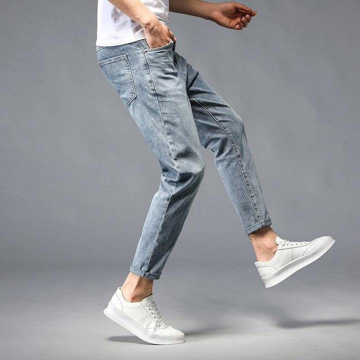 Nine-Point Washed Small Feet Jeans Straight-Leg Pants Men - Super Amazing Store