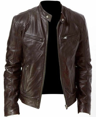 PU Leather Jacket Slim Leather Jacket-Super Amazing Store