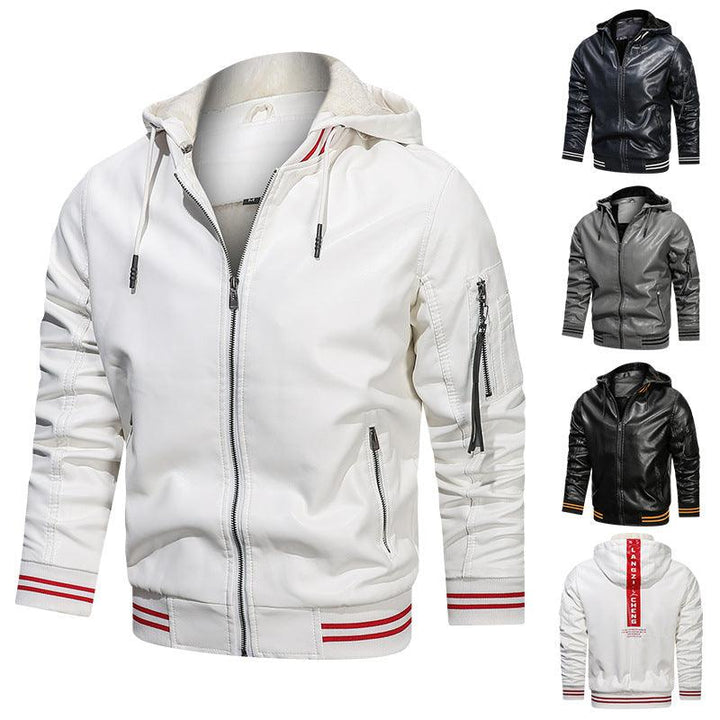 Men's Jacket Spot Hooded Multi-pocket Leather Jacket Men - Super Amazing Store