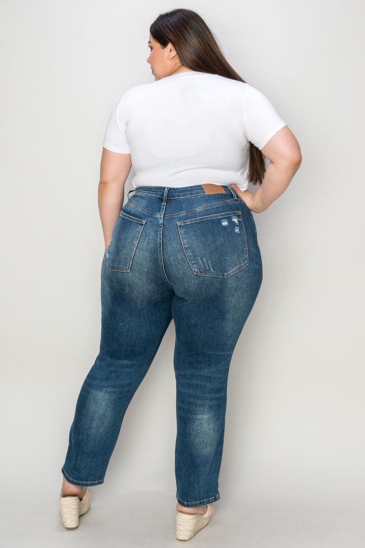 Judy Blue Full Size Tummy Control High Waist Slim Jeans Trendsi