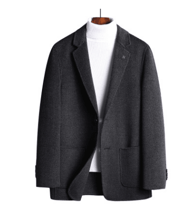 Autumn and winter simple double-sided woolen suit men's self-cultivation plaid handmade small suit no cashmere suit jacket men - Super Amazing Store