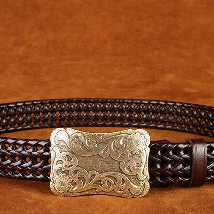 Ancient Personality Fashion Men's Hand-Woven Copper Buckle Belt - Super Amazing Store