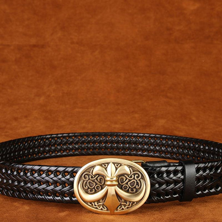 Ancient Personality Fashion Men's Hand-Woven Copper Buckle Belt - Super Amazing Store