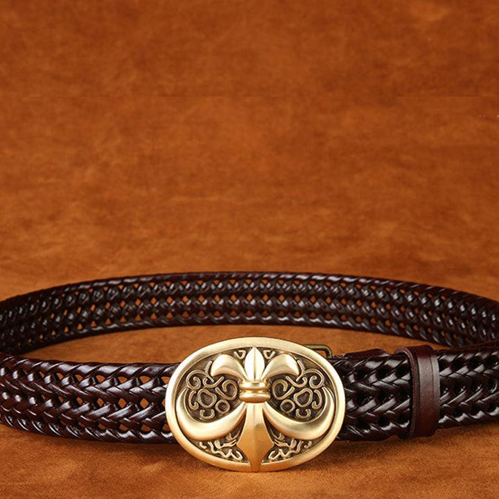 Ancient Personality Fashion Men's Hand-Woven Copper Buckle Belt - Super Amazing Store