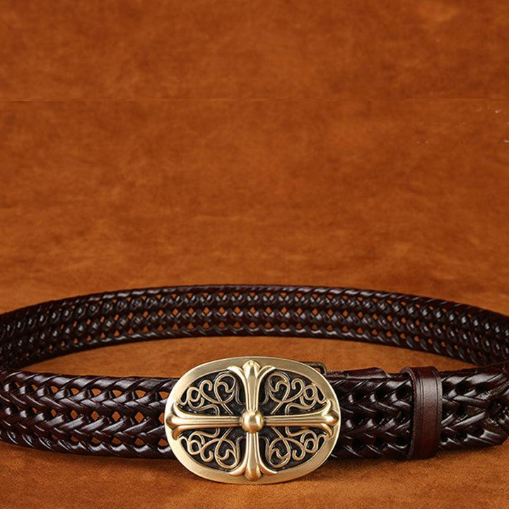 Ancient Personality Fashion Men's Hand-Woven Copper Buckle Belt - Super Amazing Store