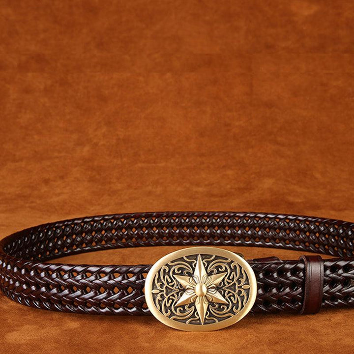 Ancient Personality Fashion Men's Hand-Woven Copper Buckle Belt - Super Amazing Store