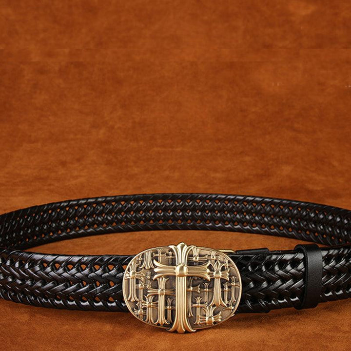 Ancient Personality Fashion Men's Hand-Woven Copper Buckle Belt - Super Amazing Store