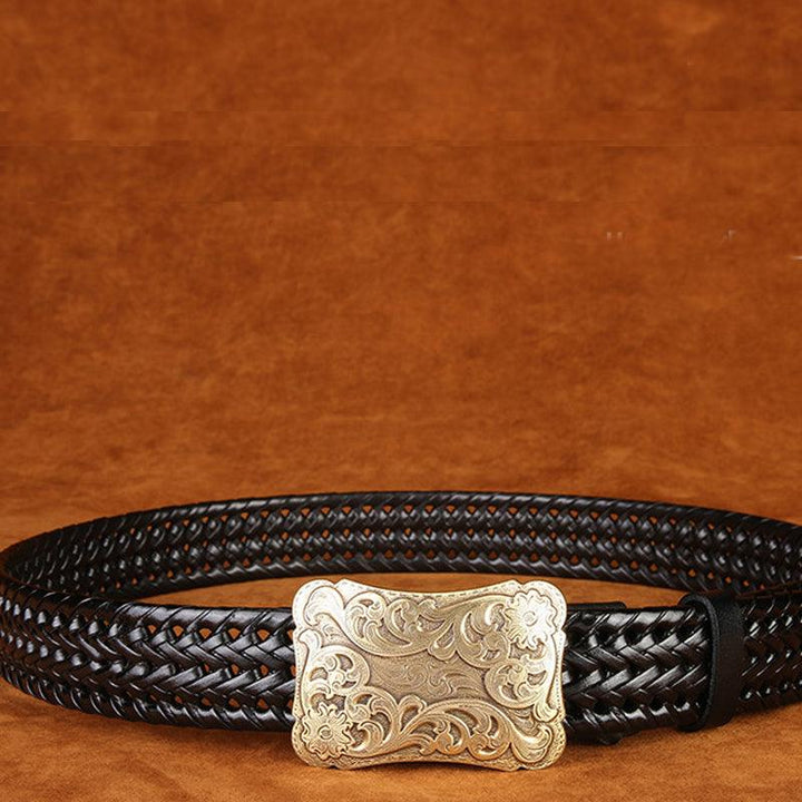 Ancient Personality Fashion Men's Hand-Woven Copper Buckle Belt - Super Amazing Store