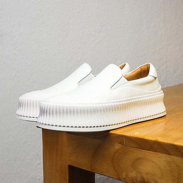 Platform Leather Women's White Shoes - Super Amazing Store