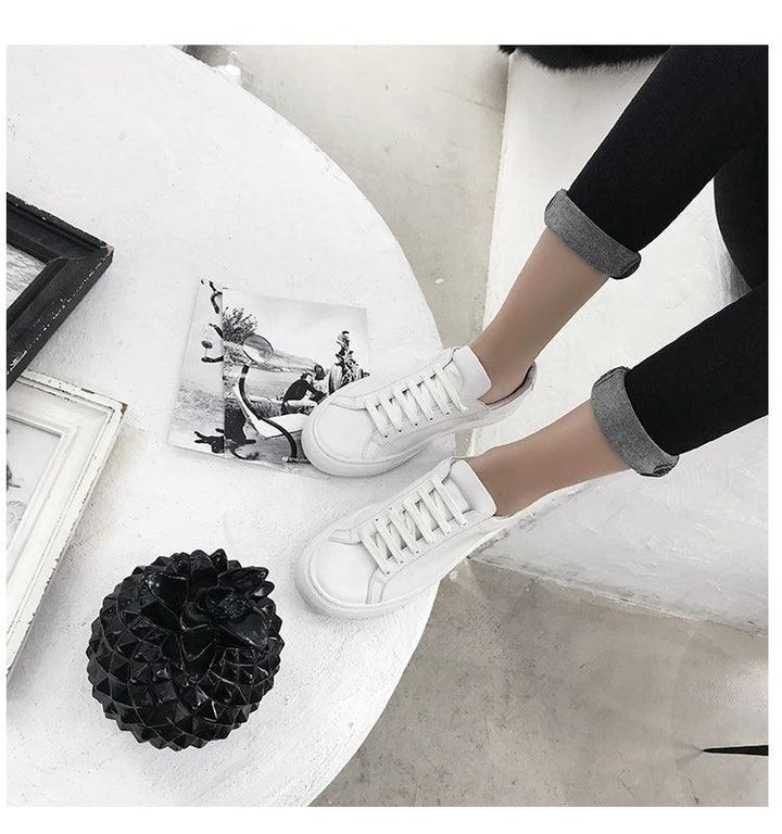 Korean Style Small White Shoes Leather Flat Casual All-Match Single Shoes Sports Shoes Women - Super Amazing Store