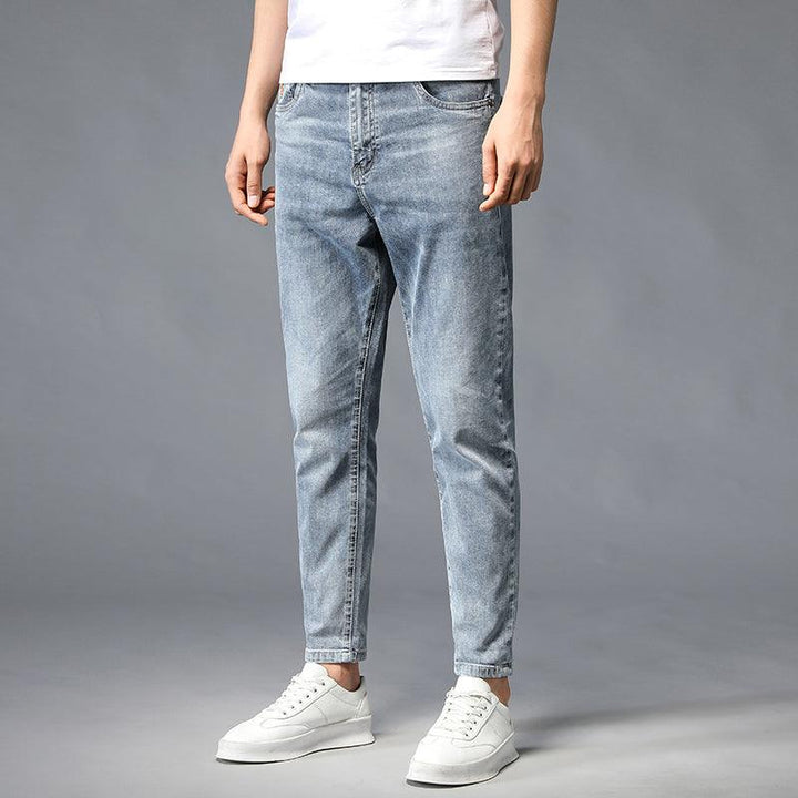 Nine-Point Washed Small Feet Jeans Straight-Leg Pants Men - Super Amazing Store