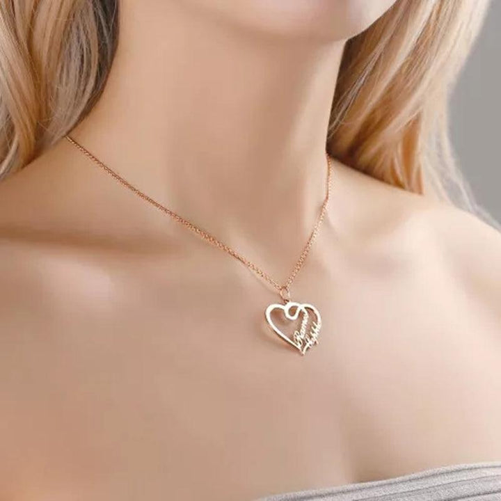 Personalized Custom Name Necklaces Pendant Double Heart Women Necklace - Super Amazing Store