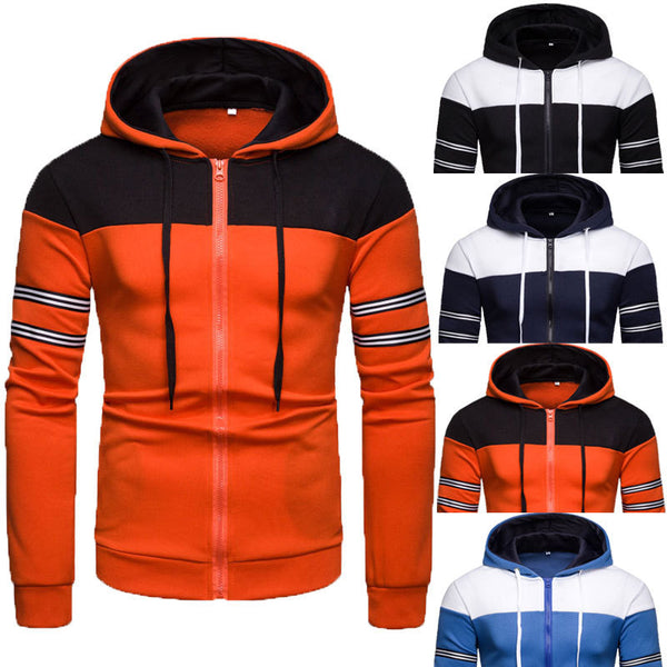 Men's Sweater Casual Multicolor Hooded Sweater Zipper Cardigan Sweater - Super Amazing Store