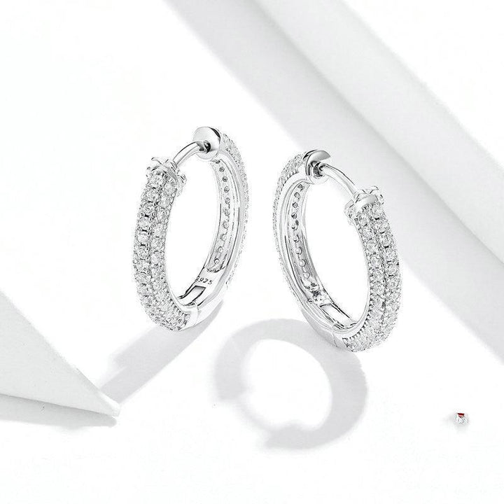 Sterling Silver Cubic Zircon Stud Earrings Small Circle Earrings S925 Silver - Super Amazing Store