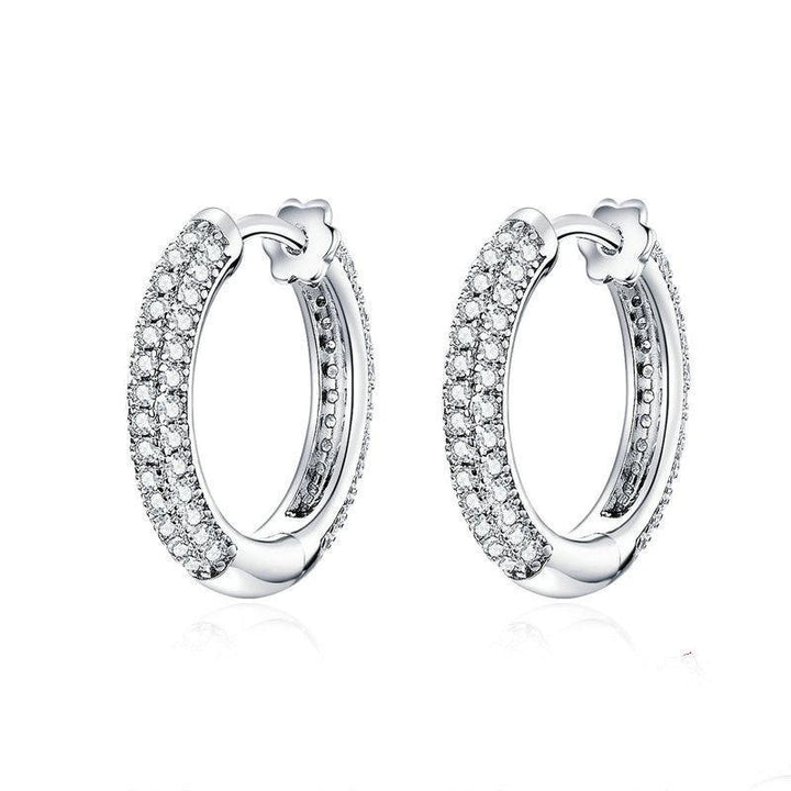 Sterling Silver Cubic Zircon Stud Earrings Small Circle Earrings S925 Silver - Super Amazing Store