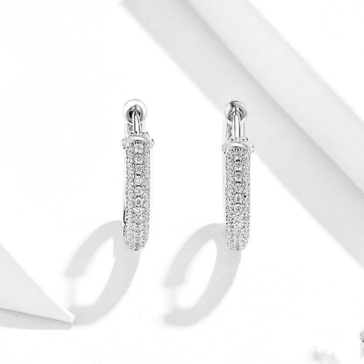 Sterling Silver Cubic Zircon Stud Earrings Small Circle Earrings S925 Silver - Super Amazing Store