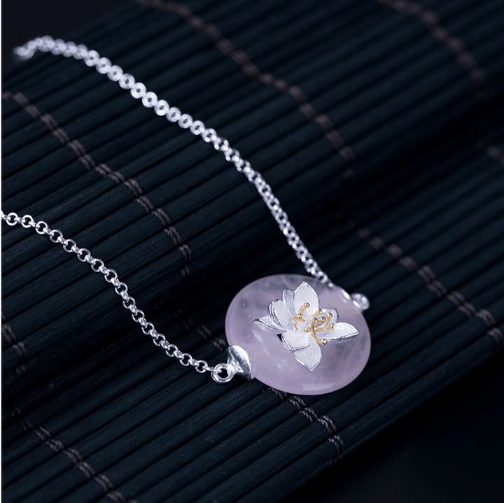 Silver Creative Ancient Style Flower Hand Decoration Women New Retro Art lotus Dongling Jade Bracelet - Super Amazing Store