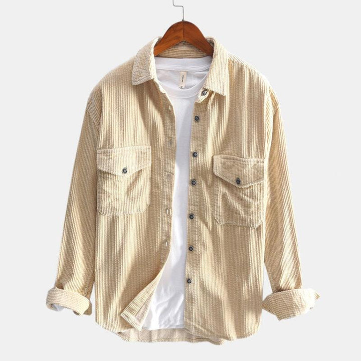 Corduroy Shirt Men Long Sleeved Shirt Thickened Retro Shirt - Super Amazing Store