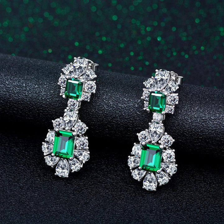 High Carbon Diamond Green Diamond Temperament High-End Earrings - Super Amazing Store