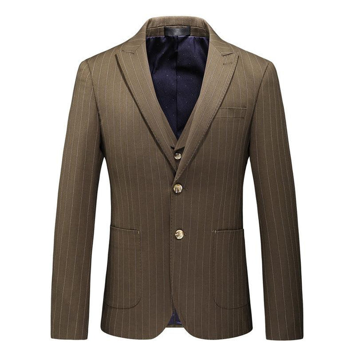 Men's Striped Suits Cross-border E-commerce Large Size Suit Three-piece Slim Wedding Dress - Super Amazing Store