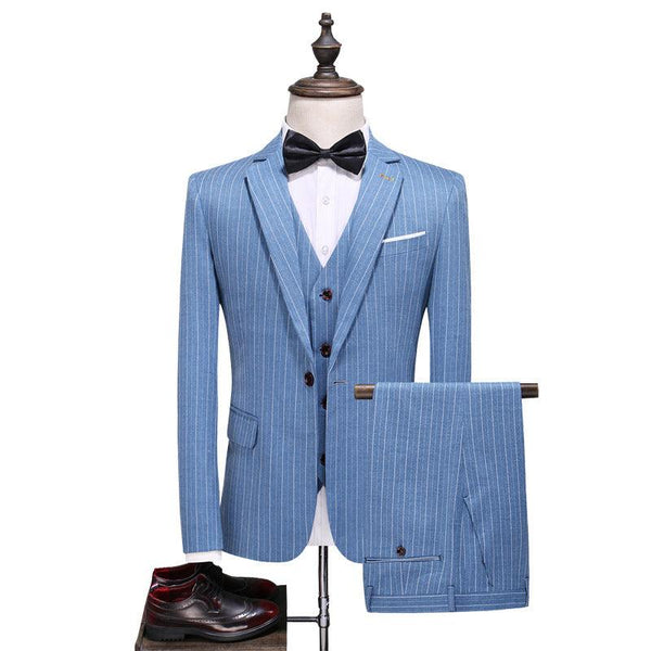 Men's Suits New Large Size Suit Wedding Suit Business Casual Blue Wedding Korean Slim Dress - Super Amazing Store