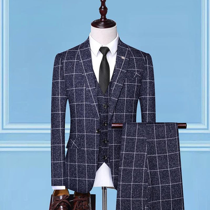 Men'sSuits, Checkered Suits, Three-Piece Suits, Work Suits, Professional Suits, Men's Clothing Trends - Super Amazing Store