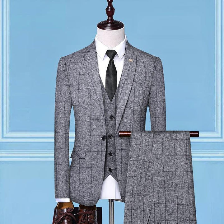 Men'sSuits, Checkered Suits, Three-Piece Suits, Work Suits, Professional Suits, Men's Clothing Trends - Super Amazing Store