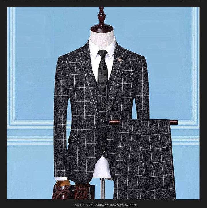 Men'sSuits, Checkered Suits, Three-Piece Suits, Work Suits, Professional Suits, Men's Clothing Trends - Super Amazing Store