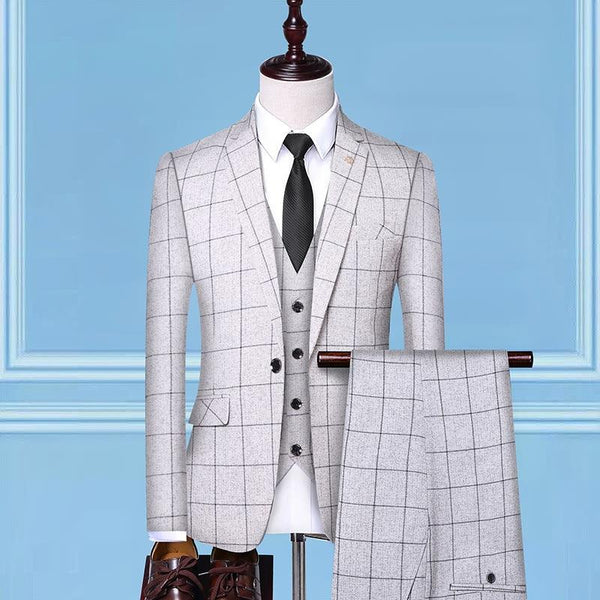 Men'sSuits, Checkered Suits, Three-Piece Suits, Work Suits, Professional Suits, Men's Clothing Trends - Super Amazing Store