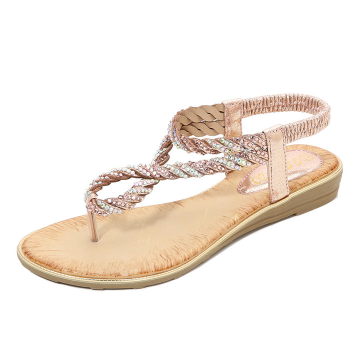 U Shaped Rhinestone Flip Flop Sandals - Super Amazing Store