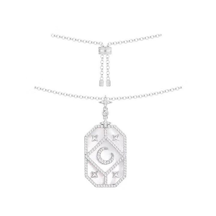 Xingyue Square Necklace Adjustable Length 925 Silver With Micro Diamonds - Super Amazing Store