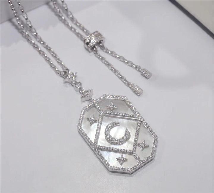 Xingyue Square Necklace Adjustable Length 925 Silver With Micro Diamonds - Super Amazing Store