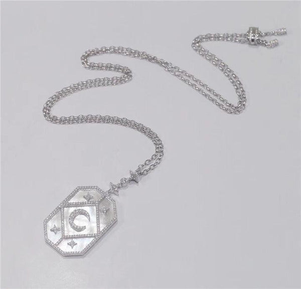 Xingyue Square Necklace Adjustable Length 925 Silver With Micro Diamonds - Super Amazing Store