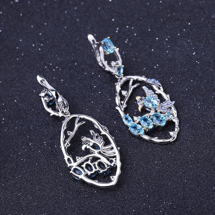 Designer Jewelry Natural Blue Topa Earrings 925 Sterling Silver Handmade Women's Fashion Earrings - Super Amazing Store