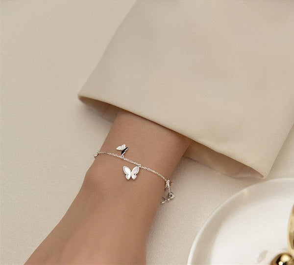 Mloveacc Shell Butterfly Handmade Charm Bracelets Girls Rose Gold Gifts For Women 925 Sterling Silver Jewelry Female Chain - Super Amazing Store