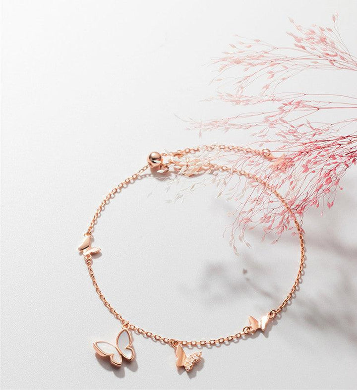 Mloveacc Shell Butterfly Handmade Charm Bracelets Girls Rose Gold Gifts For Women 925 Sterling Silver Jewelry Female Chain - Super Amazing Store