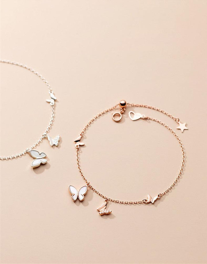 Mloveacc Shell Butterfly Handmade Charm Bracelets Girls Rose Gold Gifts For Women 925 Sterling Silver Jewelry Female Chain - Super Amazing Store