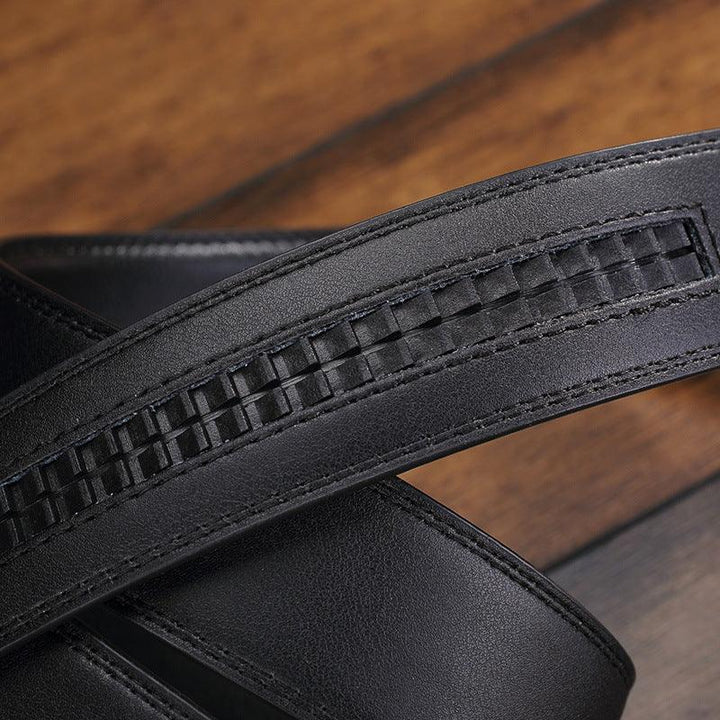 Belt Men's Belt Leather Automatic Buckle 3.5cm Belt body Business Casual Middle-aged Youth Trousers - Super Amazing Store