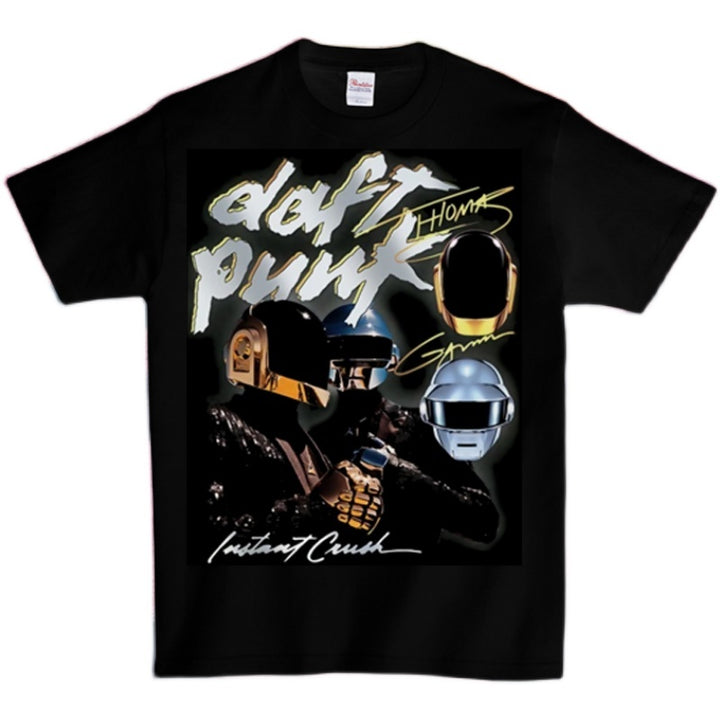 Daft Punk stupid punk helmet hip hop loose portrait Vintage Cotton Short Sleeve T-Shirt Q2